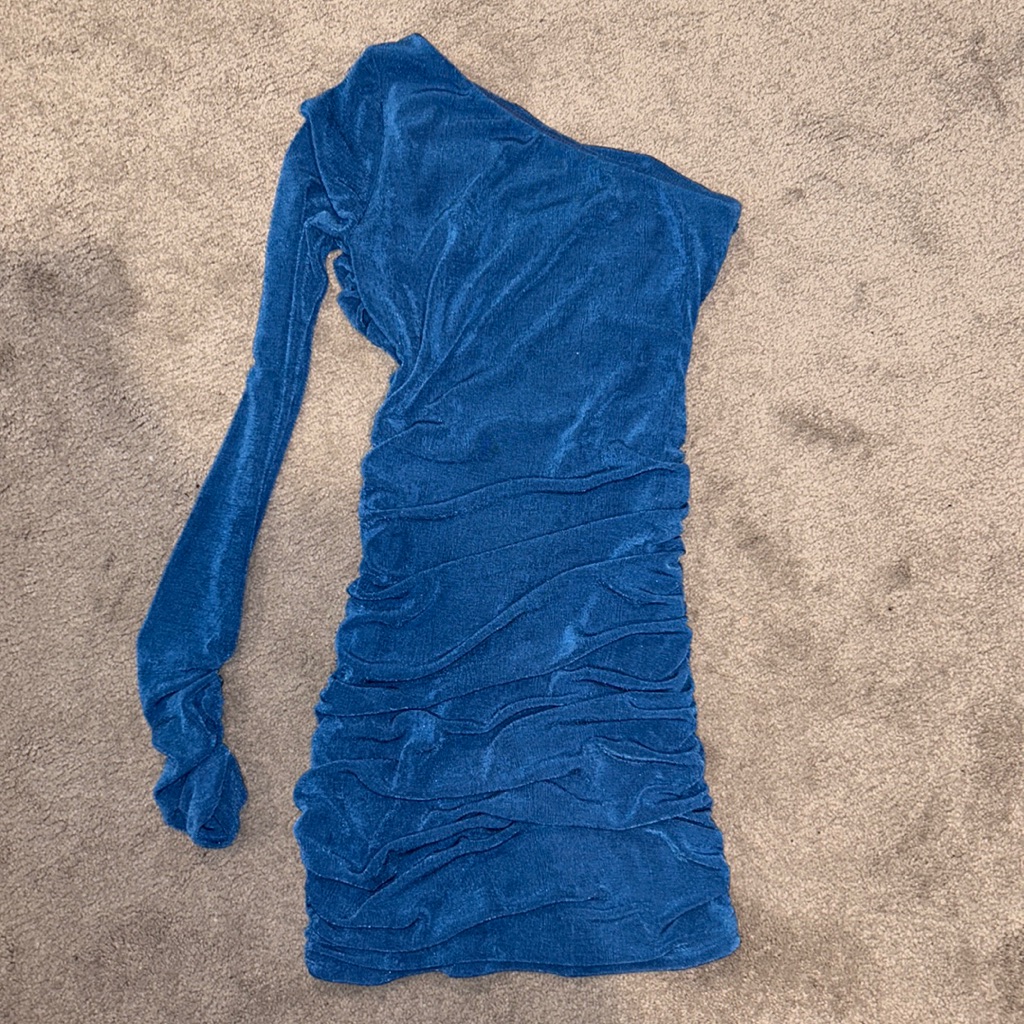 Blue One Shoulder Mini Dress